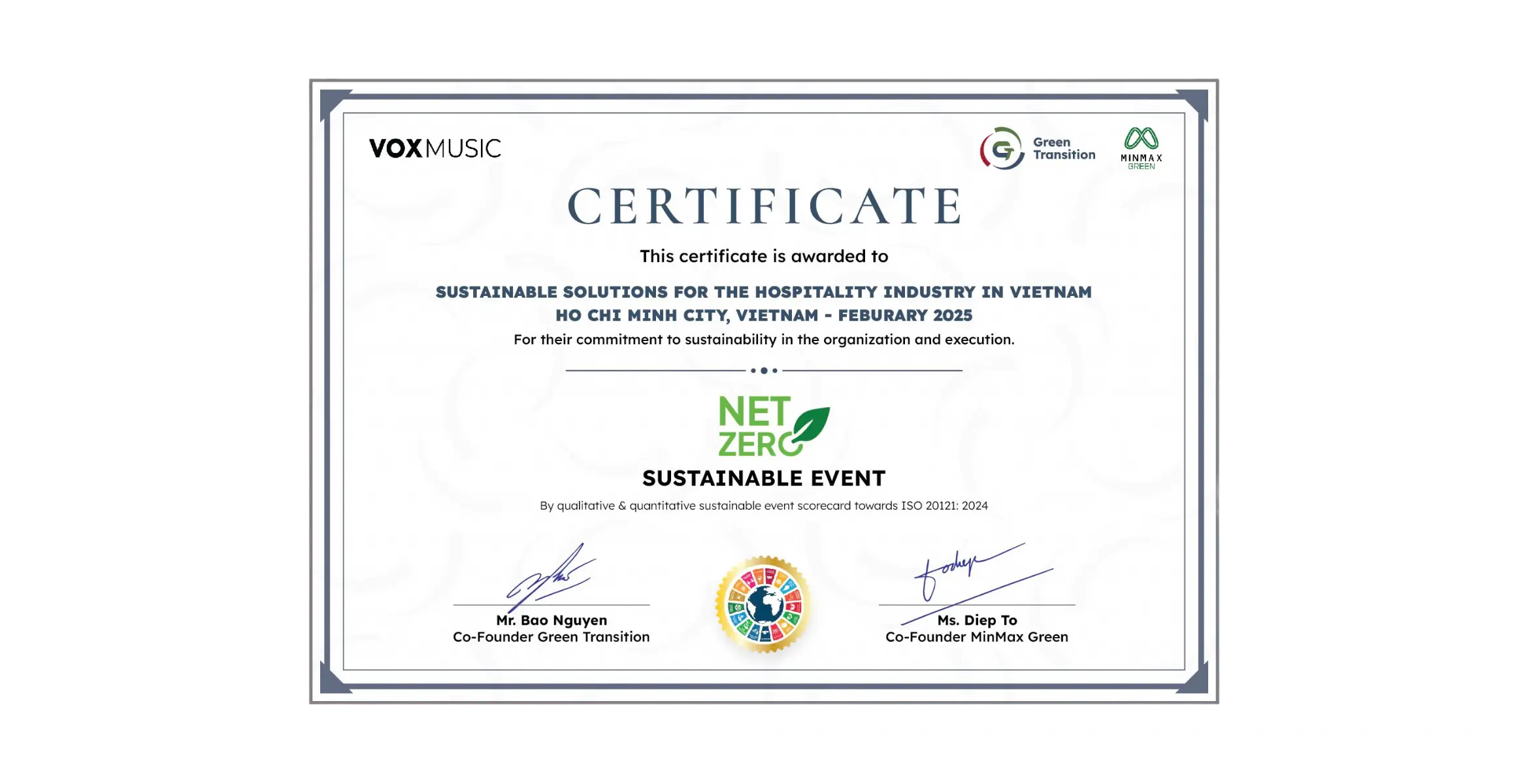 MinMax Green awarded Sustainable Event Certification to Vox Music