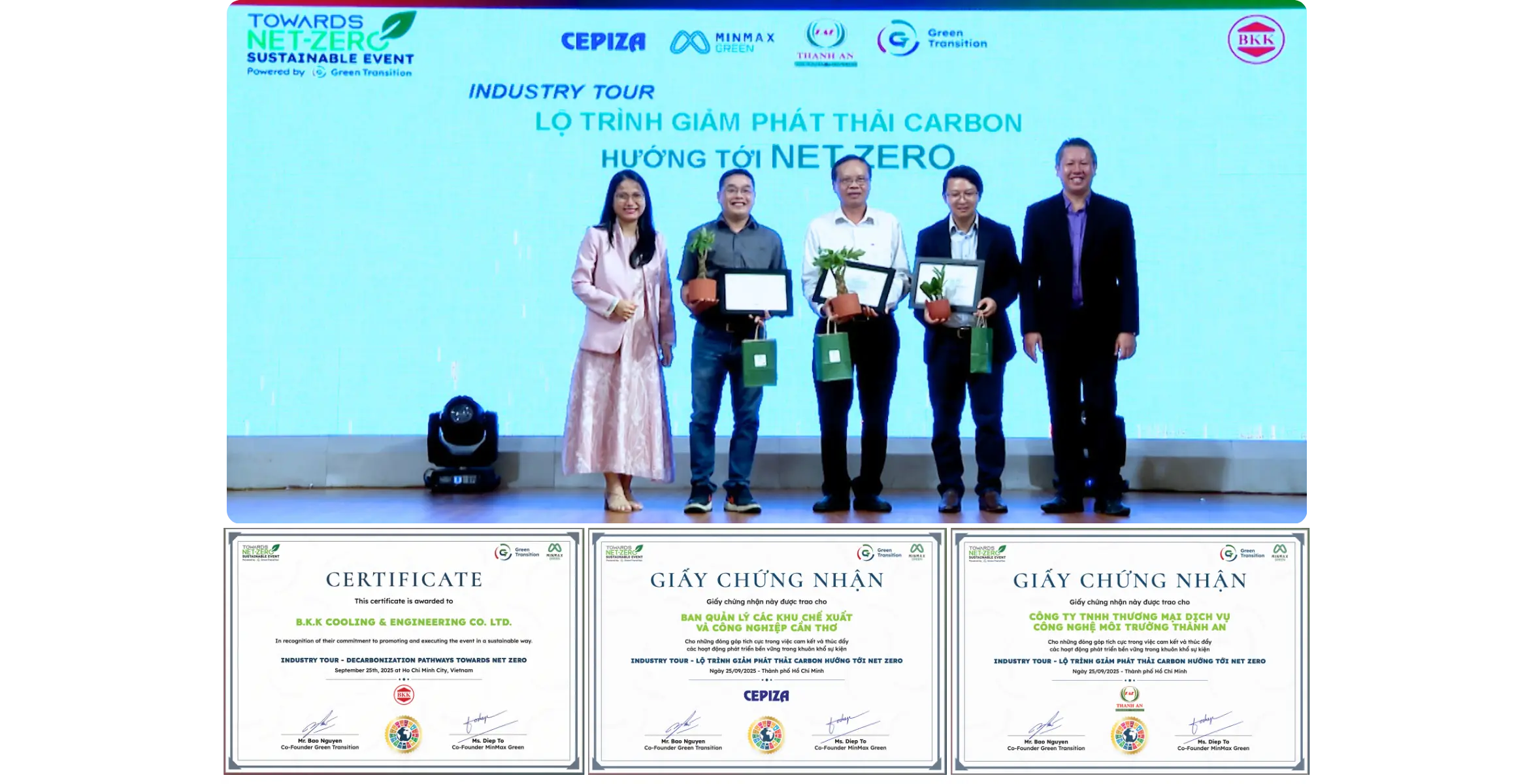 MinMax Green co-organized the “Industry Tour 2025/2026” event with the theme: “Decarbonization Pathway to Net Zero” and presented Sustainable Event Certifications to Industrial Park Management Boards, sponsors, and clients.